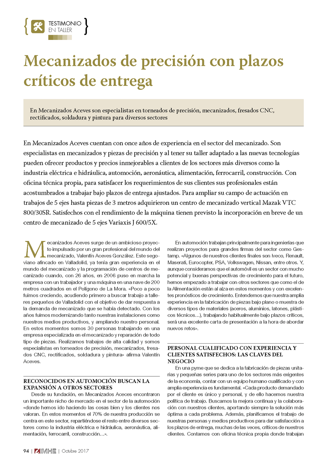 Mecanizados de precisión con plazos críticos de entrega